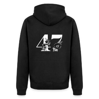Number 47 Black Floral - 47th Floral Birthday - Unisex Premium Organic Zip Hoodie - black - Back - Nico (187cm)