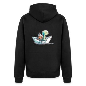 Turtle in paper boat - Unisex Premium Organic Zip Hoodie - black - Back - Nico (187cm)
