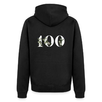 Number 100 Floral Green - 100th Floral Birthday - Unisex Premium Organic Zip Hoodie - black - Back - Nico (187cm)