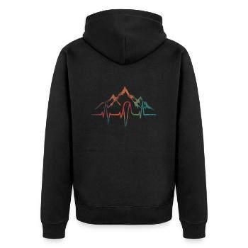 Heartbeat Mountain - Unisex Premium Organic Zip Hoodie - black - Back - Nico (187cm)
