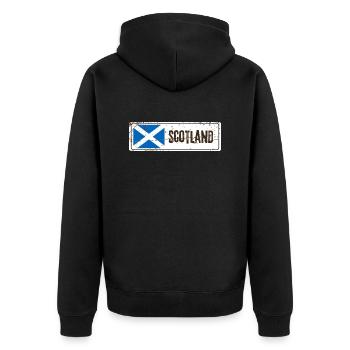 Schottische Flagge - Unisex Premium Bio Zip Hoodie - Schwarz - Hinten - Nico (187cm)