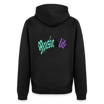 La musique c’est la vie La musique c’est la vie Citation d’amour - Veste à capuche bio Premium Unisexe - noir - Dos - Nico (187cm)