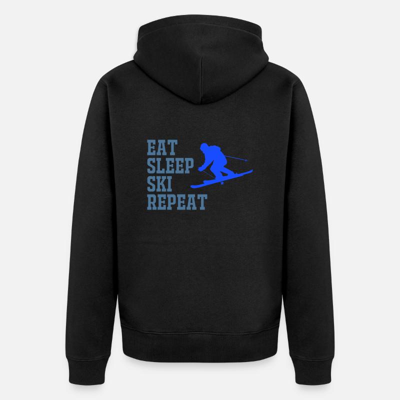 SKI EAT SLEEP REPEAT - Unisex Premium Bio Zip Hoodie - Schwarz
