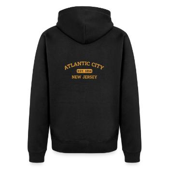 Atlantic City - New Jersey - Fondée en 1854 - Amérique - Veste à capuche bio Premium Unisexe - noir - Dos - Nico (187cm)