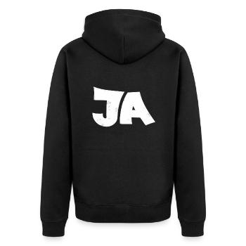YES - Unisex Premium Organic Zip Hoodie - black - Back - Nico (187cm)