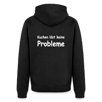Kuchen - Unisex Premium Bio Zip Hoodie - Schwarz - Hinten - Nico (187cm)