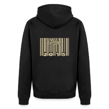 vintage 2015 Code barre 2015: Année 2025. - Veste à capuche bio Premium Unisexe - noir - Dos - Nico (187cm)