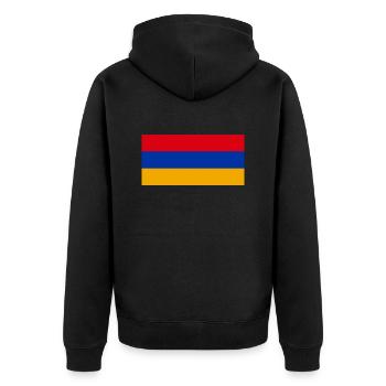 Armenien - Unisex Premium Bio Zip Hoodie - Schwarz - Hinten - Nico (187cm)