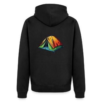 zelt - Unisex Premium Bio Zip Hoodie - Schwarz - Hinten - Nico (187cm)