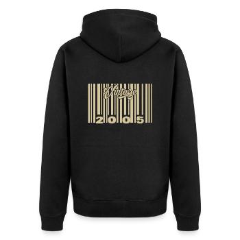 Jahrgang 2005 Barcode 2005: Jahr 2025. - Unisex Premium Bio Zip Hoodie - Schwarz - Hinten - Nico (187cm)