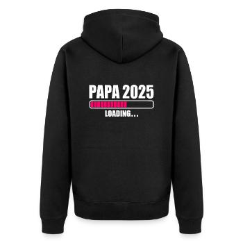 Papa 2025 - Unisex Premium Bio Zip Hoodie - Schwarz - Hinten - Nico (187cm)