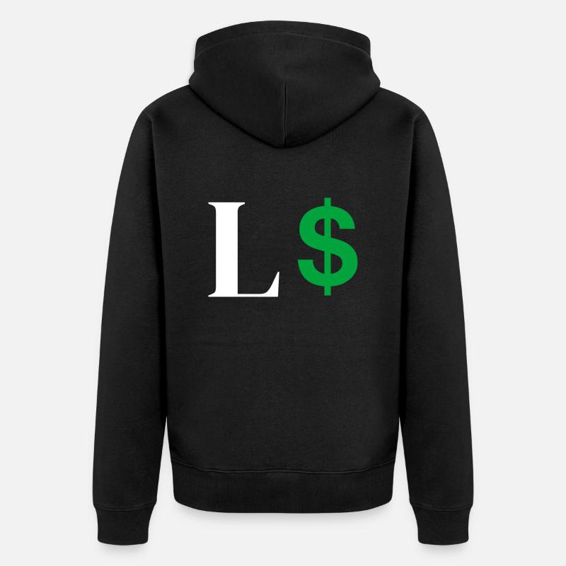Buchstabe l Dollar - Unisex Premium Bio Zip Hoodie - Schwarz