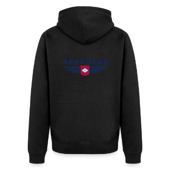 Arkansas Fan T-Shirt – Nature & Culture - Unisex Premium Organic Zip Hoodie - black - Back - Nico (187cm)