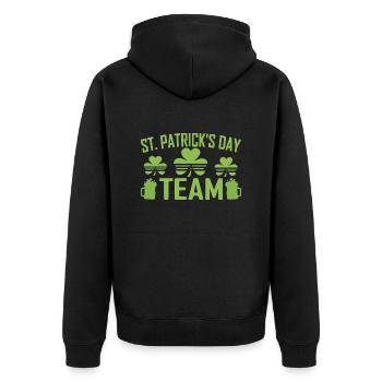 St Patrick Team Saint Patrick 2025 Patrick's Day - Unisex Premium Organic Zip Hoodie - black - Back - Nico (187cm)