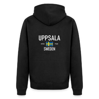 Uppsala - Sweden - Sverige - Flag Coordinates - Unisex Premium Organic Zip Hoodie - black - Back - Nico (187cm)