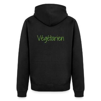 Vegetarier - Unisex Premium Bio Zip Hoodie - Schwarz - Hinten - Nico (187cm)