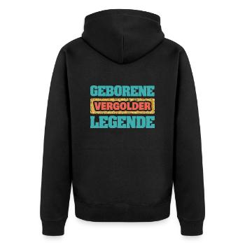 Geschenk für Vergolder - Unisex Premium Bio Zip Hoodie - Schwarz - Hinten - Nico (187cm)