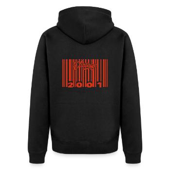 Jahrgang 2001 Geboren im Jahr 2001 24 Jahre alter Barcode Anniversai - Unisex Premium Bio Zip Hoodie - Schwarz - Hinten - Nico (187cm)
