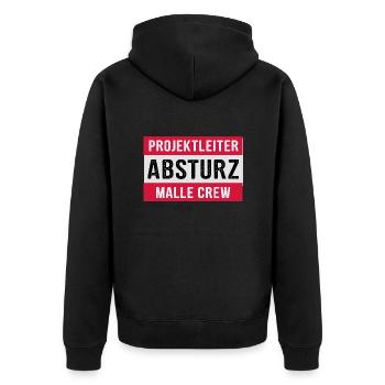 Projektleiter Absturz Malle Crew - Party feiern - Unisex Premium Bio Zip Hoodie - Schwarz - Hinten - Nico (187cm)