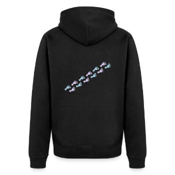 footprints - Unisex Premium Organic Zip Hoodie - black - Back - Nico (187cm)