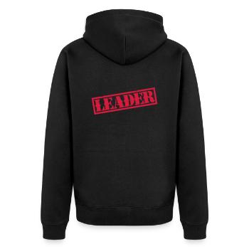 Leader - Unisex Premium Bio Zip Hoodie - Schwarz - Hinten - Nico (187cm)