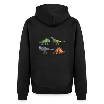 dinosaurier_06201403 - Unisex Premium Bio Zip Hoodie - Schwarz - Hinten - Nico (187cm)