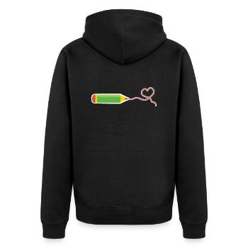 Pen with heart drawing draw pencil - Unisex Premium Organic Zip Hoodie - black - Back - Nico (187cm)
