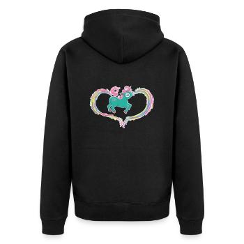 Einhorn Kotze Kacke Regenbogen - Unisex Premium Bio Zip Hoodie - Schwarz - Hinten - Nico (187cm)