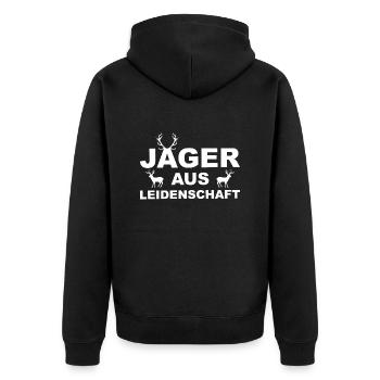 Jagen Jäger Jagd lustiger Spruch lustige Sprüche - Unisex Premium Bio Zip Hoodie - Schwarz - Hinten - Nico (187cm)