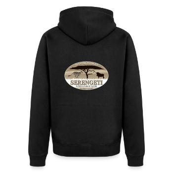 Serengeti - Gepard & Gnu Safari - Unisex Premium Bio Zip Hoodie - Schwarz - Hinten - Nico (187cm)