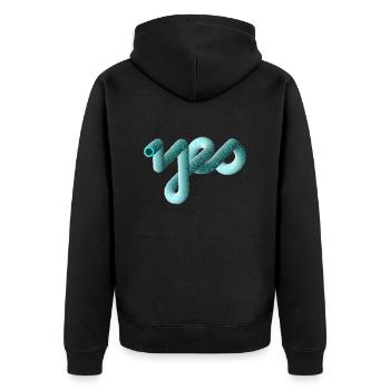 YES Font kuschel Effekt 3D - Unisex Premium Bio Zip Hoodie - Schwarz - Hinten - Nico (187cm)