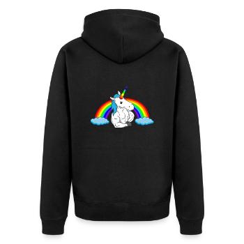 Muscle Unicorn Rainbow fun body building - Unisex Premium Organic Zip Hoodie - black - Back - Nico (187cm)