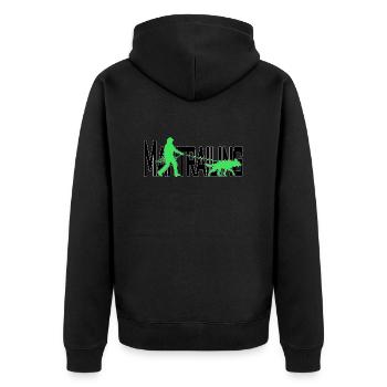 Mantrailing Schwarz/grün - Unisex Premium Bio Zip Hoodie - Schwarz - Hinten - Nico (187cm)