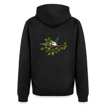 Bunter Vogel - Unisex Premium Bio Zip Hoodie - Schwarz - Hinten - Nico (187cm)