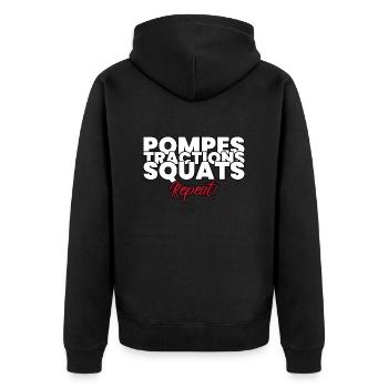Idée cadeau homme musculation - Veste à capuche bio Premium Unisexe - noir - Dos - Nico (187cm)