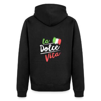 la dolce vita I drapeau italien - Veste à capuche bio Premium Unisexe - noir - Dos - Nico (187cm)