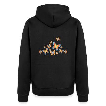 Schmetterling Falter Insekten Frühling Sommer bunt - Unisex Premium Bio Zip Hoodie - Schwarz - Hinten - Nico (187cm)