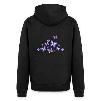 Schmetterling Falter Insekten Frühling Sommer bunt - Unisex Premium Bio Zip Hoodie - Schwarz - Hinten - Nico (187cm)