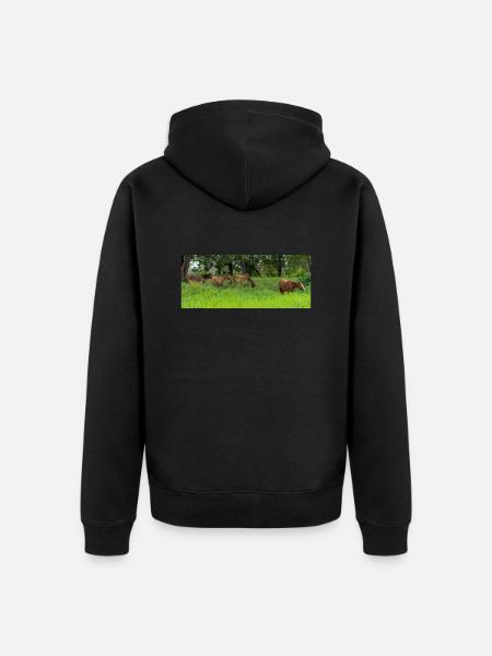 Pferde auf der Wiese - Unisex Premium Bio Zip Hoodie - Schwarz