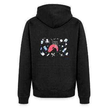 Stop Plastique - Veste à capuche bio Premium Unisexe - noir - Dos - Nico (187cm)
