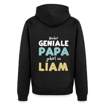 Dieser Geniale Papa Gehört Zu Liam - Unisex Premium Bio Zip Hoodie - Schwarz - Hinten - Nico (187cm)