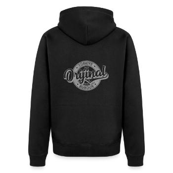 Burdur - Unisex Premium Bio Zip Hoodie - Schwarz - Hinten - Nico (187cm)