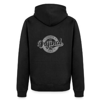 Tokat - Unisex Premium Bio Zip Hoodie - Schwarz - Hinten - Nico (187cm)