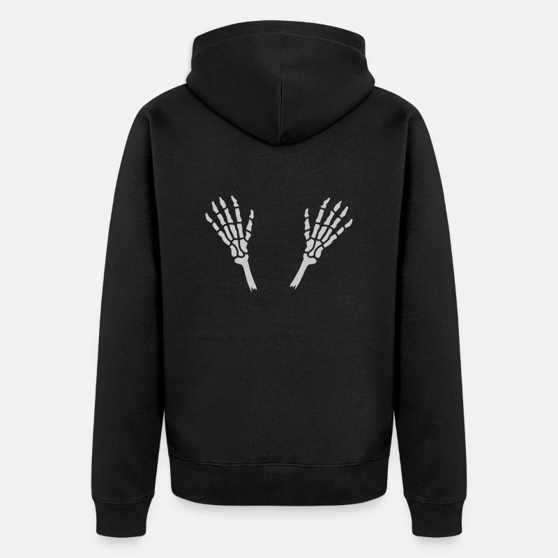 Abgetrennte Skelett Hände Knochen - Unisex Premium Bio Zip Hoodie - Schwarz