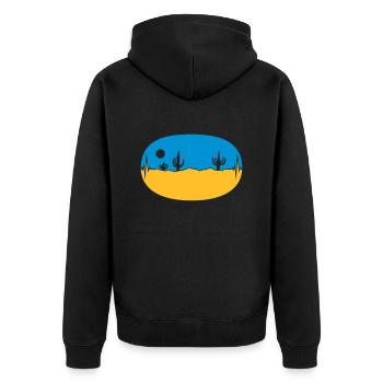 Skyline Fréquence Paysage désertique - Veste à capuche bio Premium Unisexe - noir - Dos - Nico (187cm)