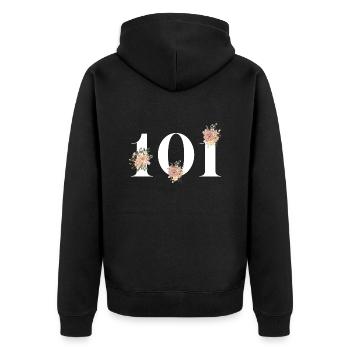 Blumen zum 101-jährigen Jubiläum (Geschenk von 101 Jahren) - Unisex Premium Bio Zip Hoodie - Schwarz - Hinten - Nico (187cm)