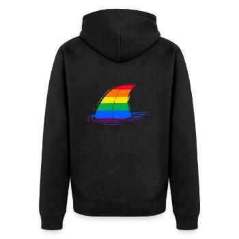 lgbt toleranz pride human hai-society colorful day - Unisex Premium Bio Zip Hoodie - Schwarz - Hinten - Nico (187cm)