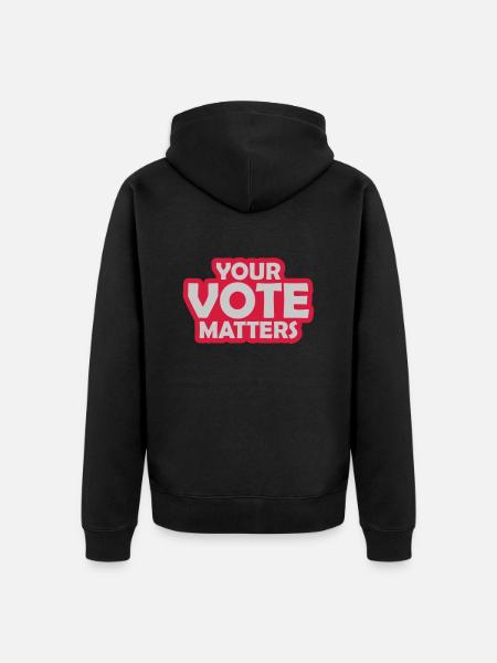 your vote matters quote - Unisex Premium Organic Zip Hoodie - black