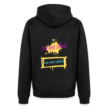 Je ne suis pas court Je suis amusant Taille Drôle Personne courte - Veste à capuche bio Premium Unisexe - noir - Dos - Nico (187cm)