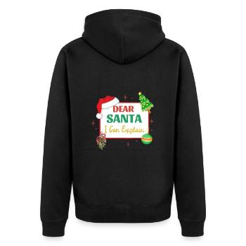 Dear Santa I Can Explain Funny Christmas - Unisex Premium Organic Zip Hoodie - black - Back - Nico (187cm)